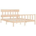 vidaXL Cadru de pat cu tăblie, king size, lemn masiv vidaXL Cadru de pat cu tăblie, king size, lemn masiv