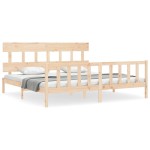 vidaXL Cadru de pat cu tăblie Super King Size, lemn masiv