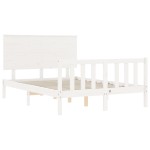 vidaXL Cadru de pat fără saltea, alb, 140x190 cm, lemn masiv de pin