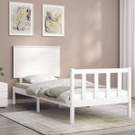 vidaXL Cadru de pat fără saltea, alb, 90x200 cm, lemn masiv pin
