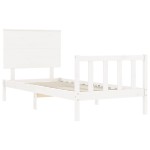 vidaXL Cadru de pat fără saltea, alb, 90x200 cm, lemn masiv pin