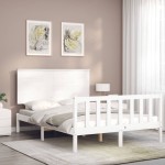 vidaXL Cadru de pat fără saltea, alb, 120x200 cm, lemn masiv pin vidaXL Cadru de pat fără saltea, alb, 120x200 cm, lemn masiv pin