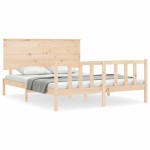 vidaXL Cadru de pat cu tăblie, king size, lemn masiv vidaXL Cadru de pat cu tăblie, king size, lemn masiv