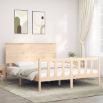 vidaXL Cadru de pat cu tăblie, king size, lemn masiv vidaXL Cadru de pat cu tăblie, king size, lemn masiv