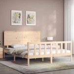 vidaXL Cadru de pat cu tăblie, king size, lemn masiv vidaXL Cadru de pat cu tăblie, king size, lemn masiv