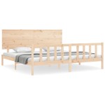 vidaXL Cadru de pat cu tăblie Super King Size, lemn masiv vidaXL Cadru de pat cu tăblie Super King Size, lemn masiv
