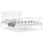 vidaXL Cadru de pat fără saltea, alb, 140x190 cm, lemn masiv de pin