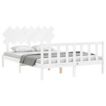 vidaXL Cadru de pat fără saltea, alb, 140x190 cm, lemn masiv de pin