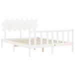 vidaXL Cadru de pat fără saltea, alb, 140x190 cm, lemn masiv de pin