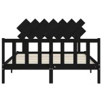 vidaXL Cadru de pat cu tăblie, negru, 140x190 cm, lemn masiv vidaXL Cadru de pat cu tăblie, negru, 140x190 cm, lemn masiv