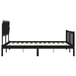 vidaXL Cadru de pat cu tăblie, negru, 140x190 cm, lemn masiv vidaXL Cadru de pat cu tăblie, negru, 140x190 cm, lemn masiv