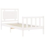 vidaXL Cadru de pat fără saltea, alb, 90x200 cm, lemn masiv pin