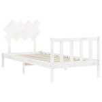 vidaXL Cadru de pat fără saltea, alb, 90x200 cm, lemn masiv pin
