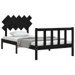 vidaXL Cadru de pat cu tăblie, negru, 100x200 cm, lemn masiv vidaXL Cadru de pat cu tăblie, negru, 100x200 cm, lemn masiv