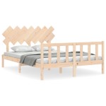 vidaXL Cadru de pat cu tăblie, king size, lemn masiv vidaXL Cadru de pat cu tăblie, king size, lemn masiv