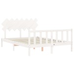 vidaXL Cadru de pat cu tăblie, alb, king size, lemn masiv vidaXL Cadru de pat cu tăblie, alb, king size, lemn masiv
