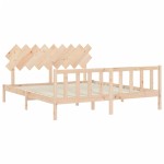 vidaXL Cadru de pat cu tăblie Super King Size, lemn masiv