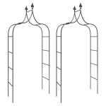 vidaXL Arcade de grădină, 2 buc, negru, 120x38x260 cm, oțel vidaXL Arcade de grădină, 2 buc, negru, 120x38x260 cm, oțel