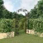 vidaXL Arcadă de grădină, negru, 116x45x240 cm, oțel vidaXL Arcadă de grădină, negru, 116x45x240 cm, oțel