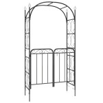 vidaXL Arcadă de grădină cu poartă, negru, 108x45x235 cm oțel vidaXL Arcadă de grădină cu poartă, negru, 108x45x235 cm oțel