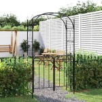 vidaXL Arcadă de grădină cu poartă, negru, 108x45x235 cm oțel vidaXL Arcadă de grădină cu poartă, negru, 108x45x235 cm oțel