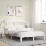 vidaXL Cadru de pat fără saltea, alb, 120x200 cm, lemn masiv pin vidaXL Cadru de pat fără saltea, alb, 120x200 cm, lemn masiv pin