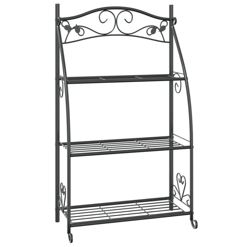vidaXL Suport pentru flori, negru, 56x30x96 cm, oțel