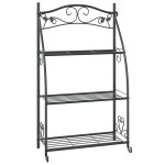 vidaXL Suport pentru flori, negru, 56x30x96 cm, oțel