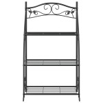 vidaXL Suport pentru flori, negru, 56x30x96 cm, oțel