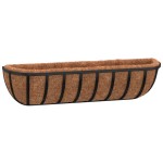 vidaXL Jgheab perete 2 buc. căptușeală cocos, negru, 61x19x16 cm, oțel vidaXL Jgheab perete 2 buc. căptușeală cocos, negru, 61x19x16 cm, oțel