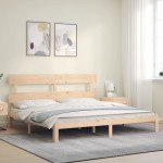 vidaXL Cadru de pat cu tăblie Super King Size, lemn masiv