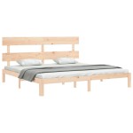 vidaXL Cadru de pat cu tăblie Super King Size, lemn masiv