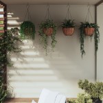 vidaXL Jardiniere suspendate căptușeală cocos 4 buc. Ø 30x52cm oțel vidaXL Jardiniere suspendate căptușeală cocos 4 buc. Ø 30x52cm oțel