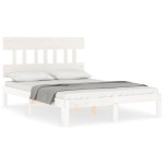 vidaXL Cadru de pat fără saltea, alb, 140x190 cm, lemn masiv de pin vidaXL Cadru de pat fără saltea, alb, 140x190 cm, lemn masiv de pin