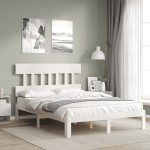 vidaXL Cadru de pat fără saltea, alb, 140x190 cm, lemn masiv de pin vidaXL Cadru de pat fără saltea, alb, 140x190 cm, lemn masiv de pin