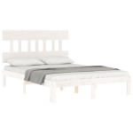 vidaXL Cadru de pat fără saltea, alb, 140x190 cm, lemn masiv de pin vidaXL Cadru de pat fără saltea, alb, 140x190 cm, lemn masiv de pin