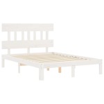 vidaXL Cadru de pat fără saltea, alb, 140x190 cm, lemn masiv de pin vidaXL Cadru de pat fără saltea, alb, 140x190 cm, lemn masiv de pin