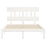 vidaXL Cadru de pat fără saltea, alb, 140x190 cm, lemn masiv de pin vidaXL Cadru de pat fără saltea, alb, 140x190 cm, lemn masiv de pin