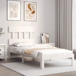 vidaXL Cadru de pat fără saltea, alb, 90x200 cm, lemn masiv pin