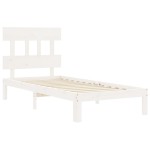 vidaXL Cadru de pat fără saltea, alb, 90x200 cm, lemn masiv pin
