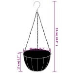 vidaXL Jardiniere suspendate căptușeală cocos 4buc negru Ø40x63cm oțel vidaXL Jardiniere suspendate căptușeală cocos 4buc negru Ø40x63cm oțel