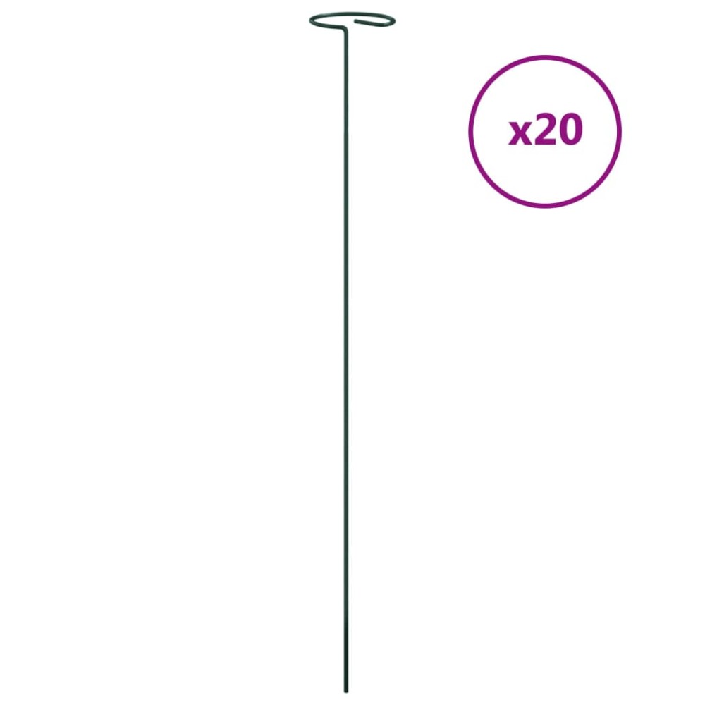 vidaXL Țăruși plante de grădină, 20 buc., verde închis, 61 cm, oțel