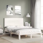 vidaXL Cadru de pat fără saltea, alb, 140x190 cm, lemn masiv de pin vidaXL Cadru de pat fără saltea, alb, 140x190 cm, lemn masiv de pin