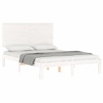 vidaXL Cadru de pat fără saltea, alb, 140x190 cm, lemn masiv de pin vidaXL Cadru de pat fără saltea, alb, 140x190 cm, lemn masiv de pin