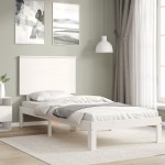 vidaXL Cadru de pat fără saltea, alb, 90x200 cm, lemn masiv pin