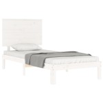 vidaXL Cadru de pat fără saltea, alb, 90x200 cm, lemn masiv pin