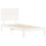 vidaXL Cadru de pat fără saltea, alb, 90x200 cm, lemn masiv pin