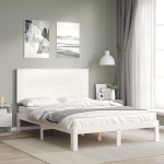 vidaXL Cadru de pat fără saltea, alb, 120x200 cm, lemn masiv pin vidaXL Cadru de pat fără saltea, alb, 120x200 cm, lemn masiv pin