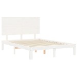 vidaXL Cadru de pat fără saltea, alb, 120x200 cm, lemn masiv pin vidaXL Cadru de pat fără saltea, alb, 120x200 cm, lemn masiv pin