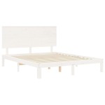 vidaXL Cadru de pat cu tăblie, alb, king size, lemn masiv vidaXL Cadru de pat cu tăblie, alb, king size, lemn masiv
